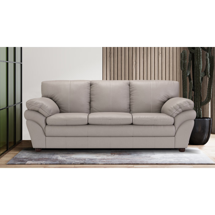 Red Barrel Studio® 84'' Genuine Leather Pillow Top Arm Sofa & Reviews